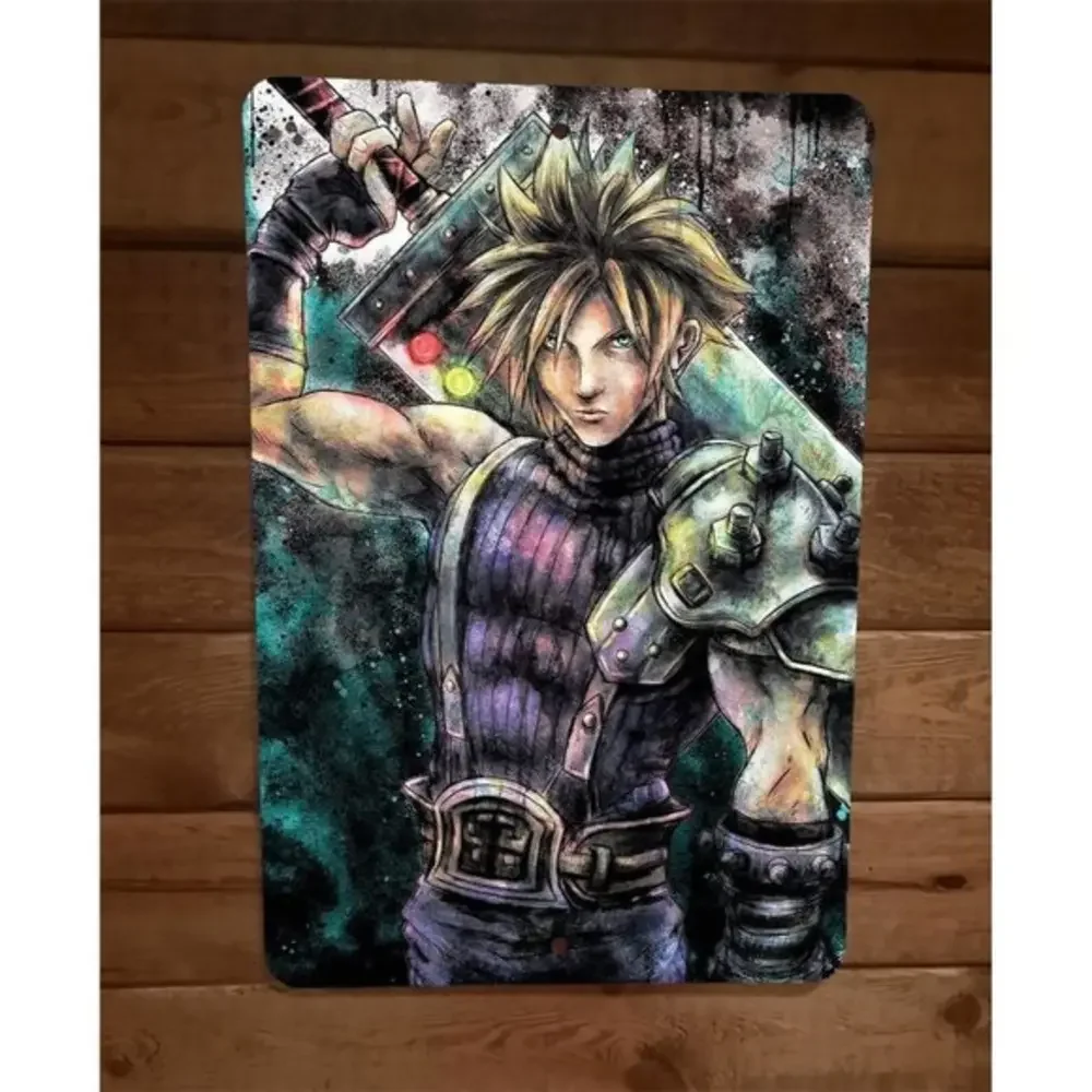 Cloud Strike Art FFVII Final Fantasy 7 Video Game 8x12 Metal Wall Sign Poster